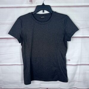 ILUS Top Womens XL Gray Crew Neck T-Shirt Short Sleeve Slim Fit Stretch Solid